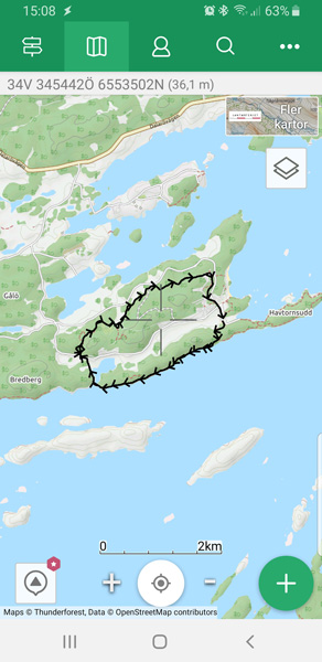 Rutten runt delar av Gålö.